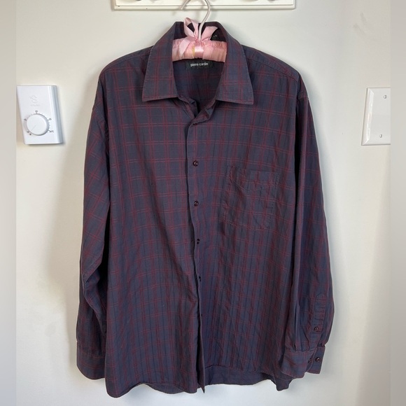 Pierre Cardin Men's Plaid Button Up Dress Shirt Size Large - Picture 4 of 5